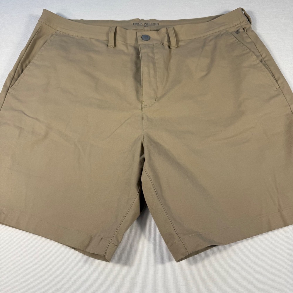 Mack Weldon Mens Khaki Shorts Size 38W Tech Fabric Lightweight Golf Breathable‎